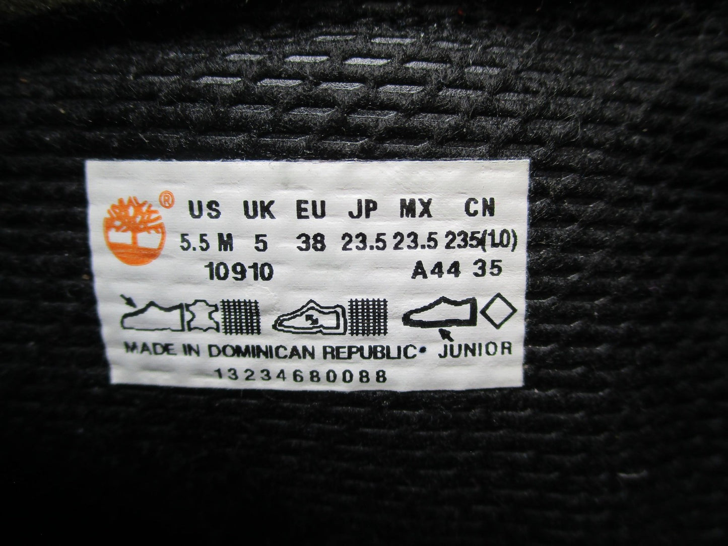 Timberland 10910 Junior Boots Youth Size 5.5M Black Waterproof Leather Combat15