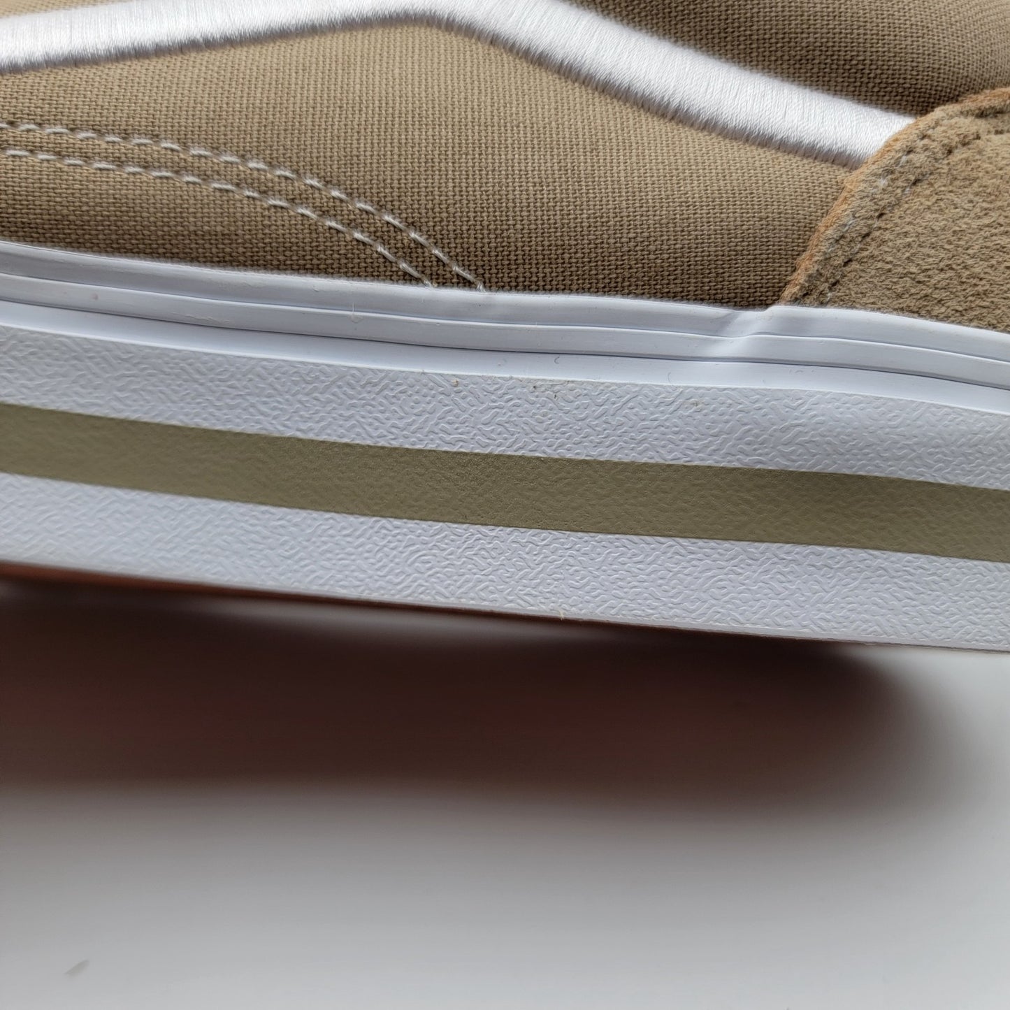 VANS PREMIUM Junior Old Skool Platform Sz 6 Khaki Suede & Canvas VN0009PDKHK NIB8