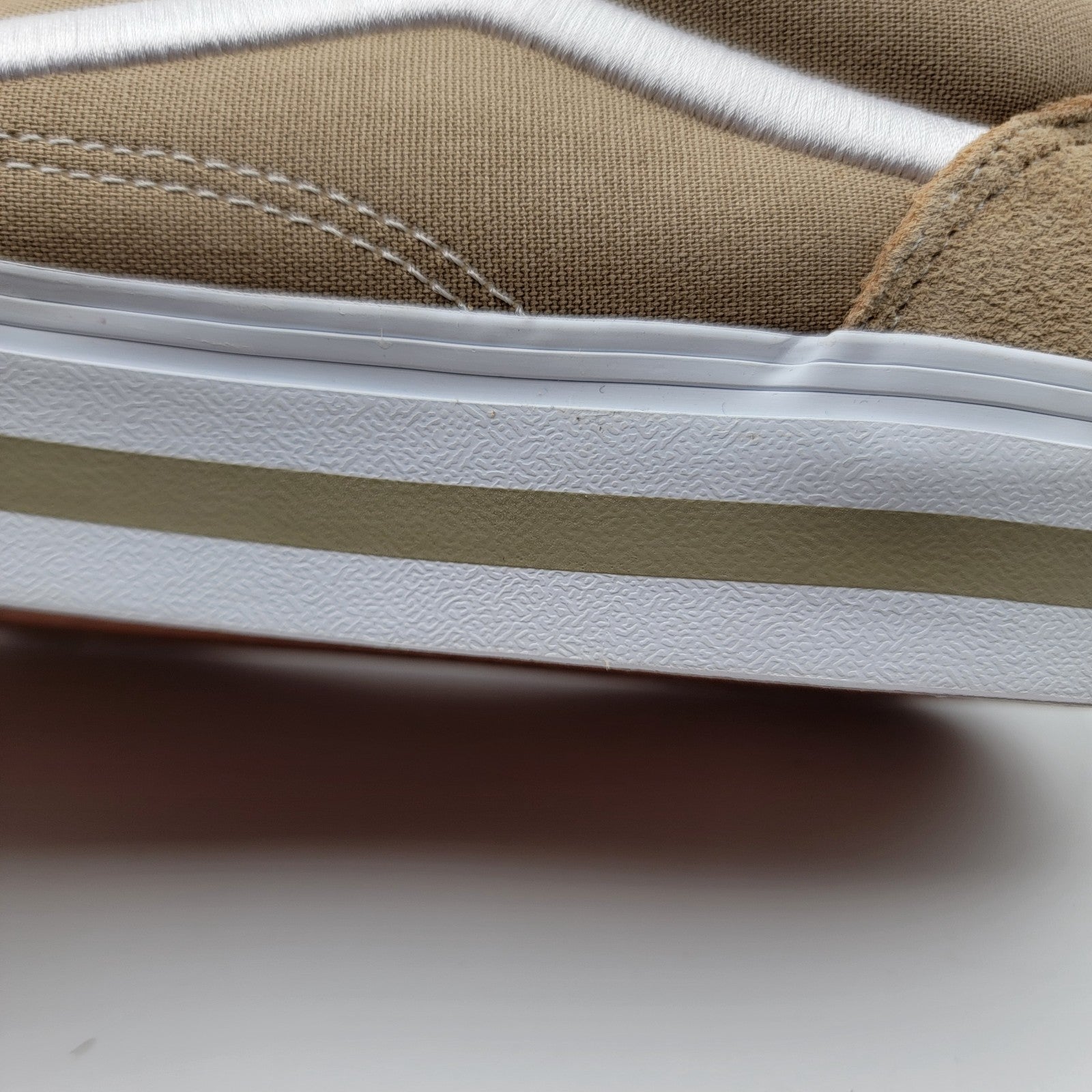 VANS PREMIUM Junior Old Skool Platform Sz 6 Khaki Suede & Canvas VN0009PDKHK NIB8