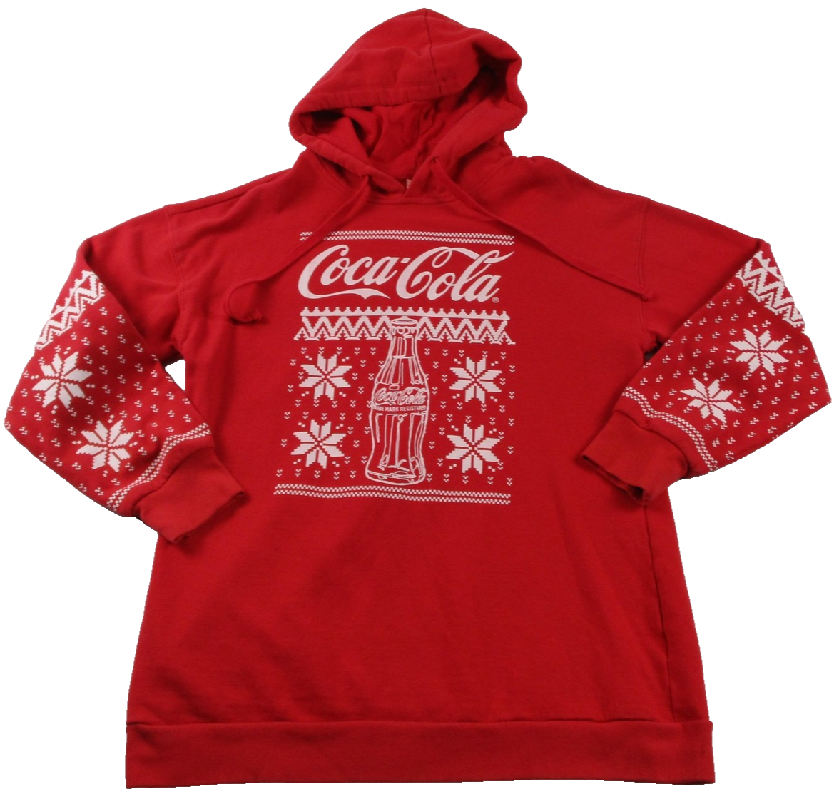 CocaCola Hoodie Mens Large Red Pullover Fleece Sweatshirt Ugly Christmas 16630