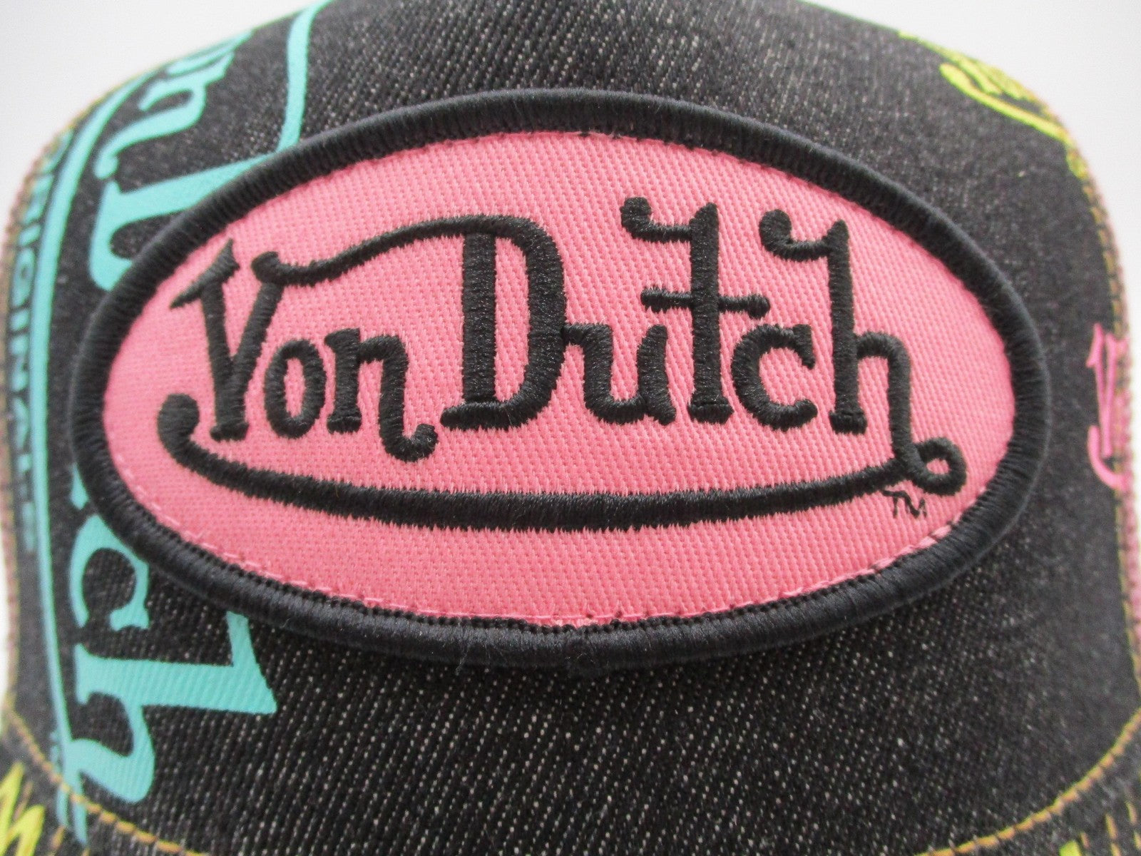 Von Dutch Hat Cap Snap Back Mens One Size Black Pink Trucker Mesh Originals3