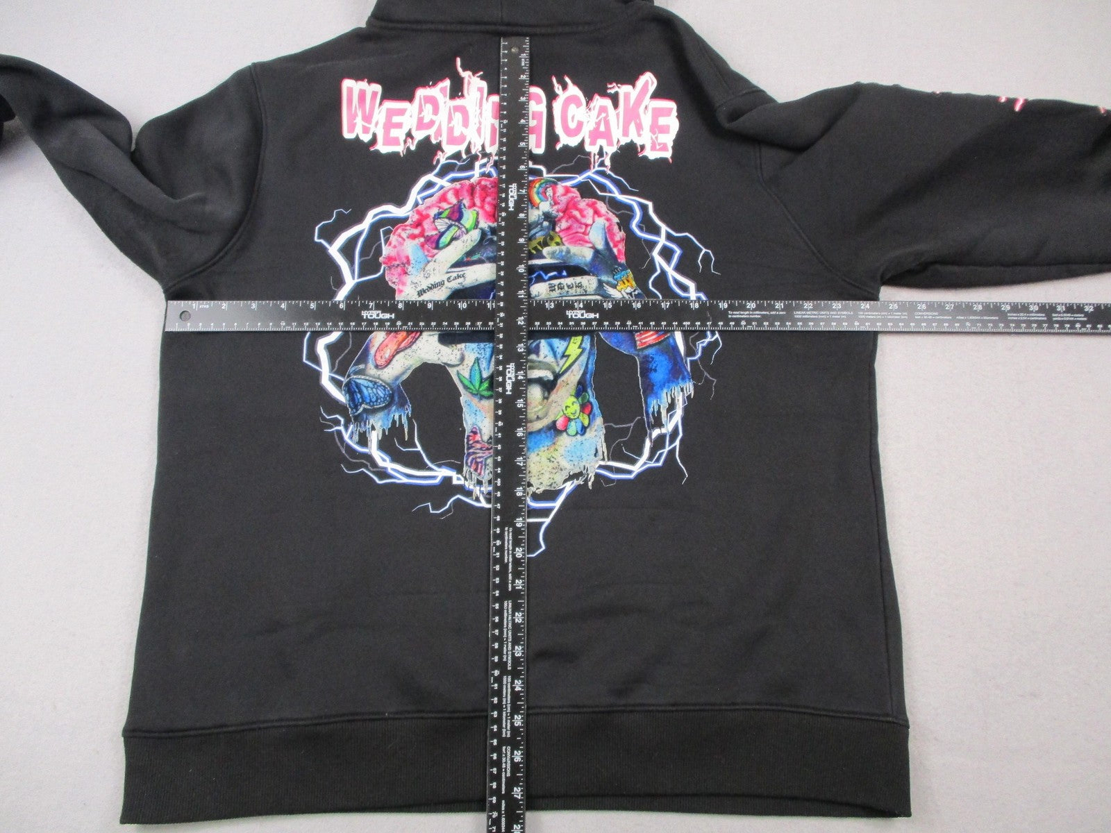 Wedding Cake Hoodie Mens 2XL Black Graphic Pullover Back Embroidered