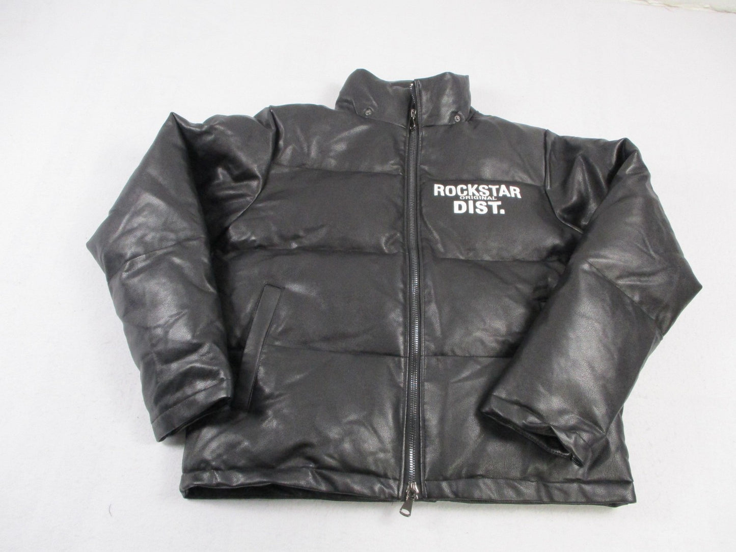 Rockstar Original Kensen Jacket Mens Large Black Faux Leather Puffer 16912