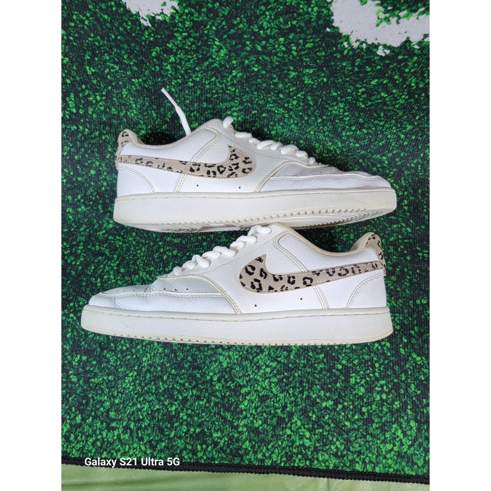 Nike Wmns Court Vision Low 'Leopard Swoosh  White' Sz 8.5 DD96651001