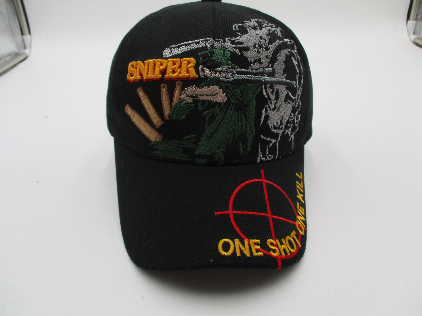 U.S. Warriors Hat Cap Strap Back Mens One Size Black Sniper One Shot Kill Army0