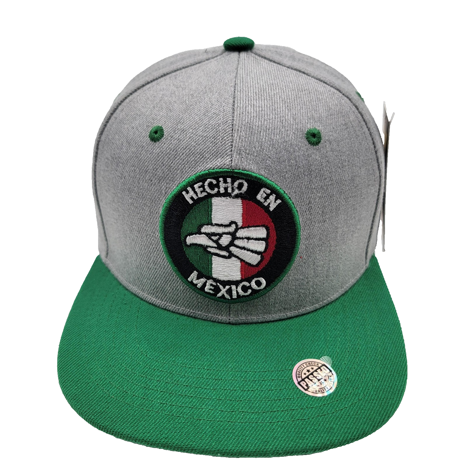 Hecho En Mexico Hat Cap Snap Back Gray Green Embroidered Patch Zion Mens Mexican0