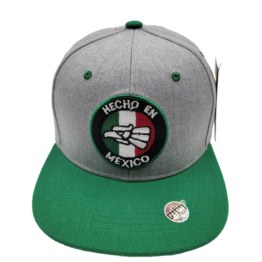 Hecho En Mexico Hat Cap Snap Back Gray Green Embroidered Patch Zion Mens Mexican0