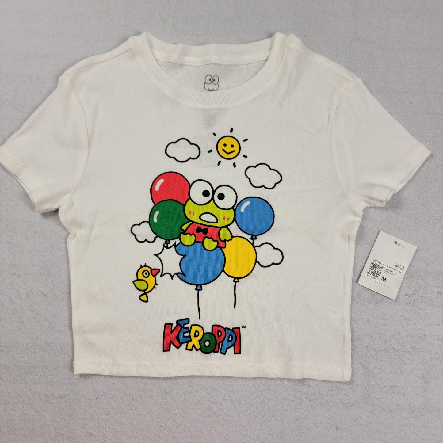 Sanrio Keroppi Forever 21 Tee Womens Medium Graphic Crop 2 Pack USA Halter 11221