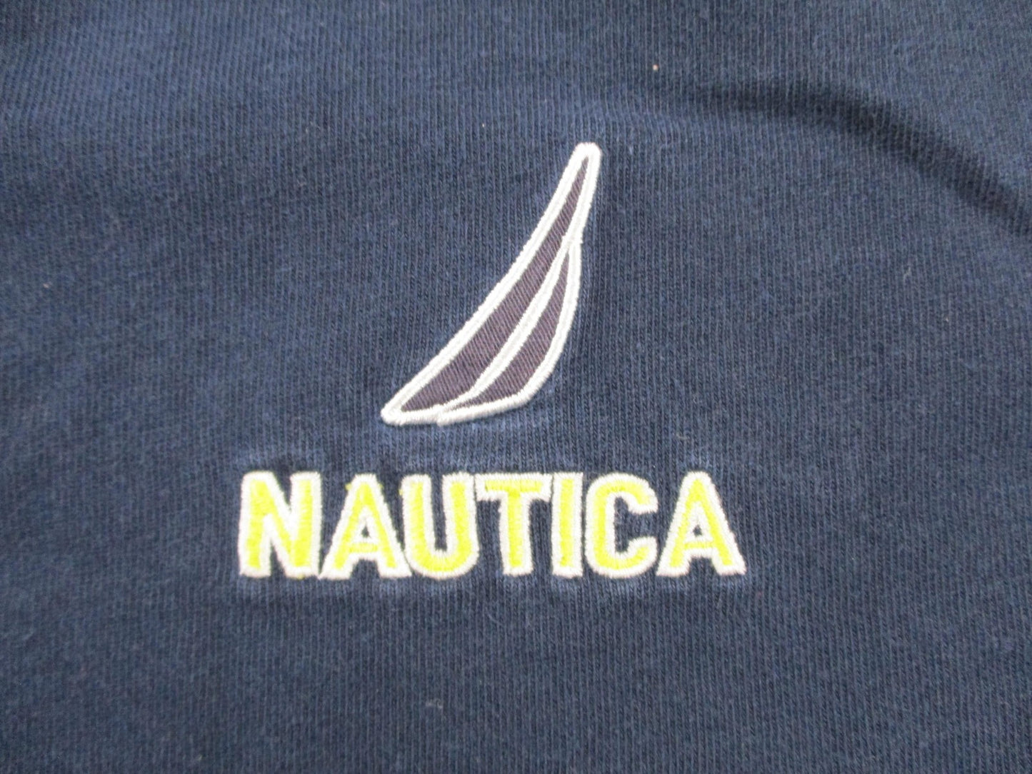 Nautica Polo Shirt Mens Medium Blue White Long Sleeve Colorblock Cotton Logo2