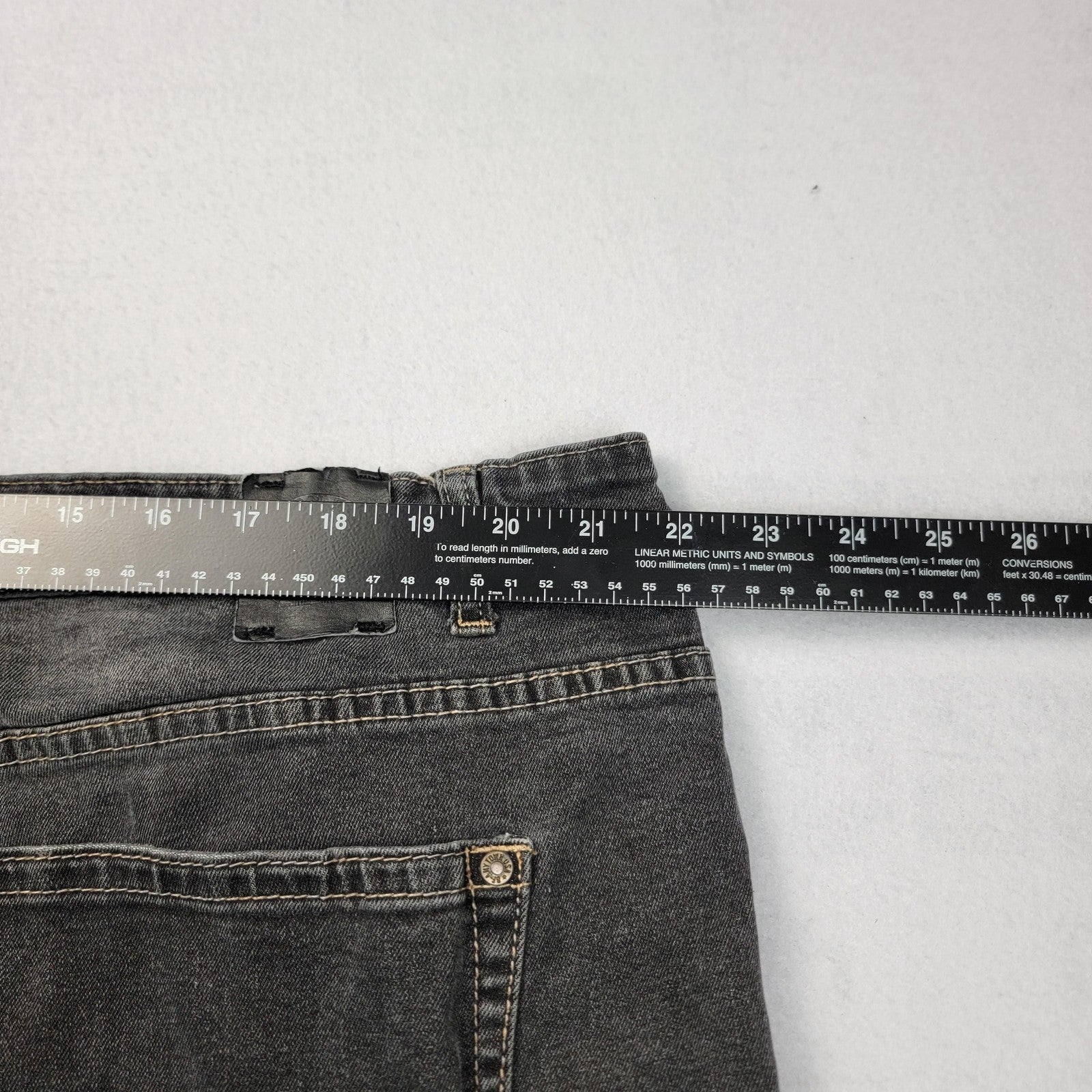 Born Fly Jeans Men 44 Black Gray Distressed Repair Patch Stretch Streetwear 12047