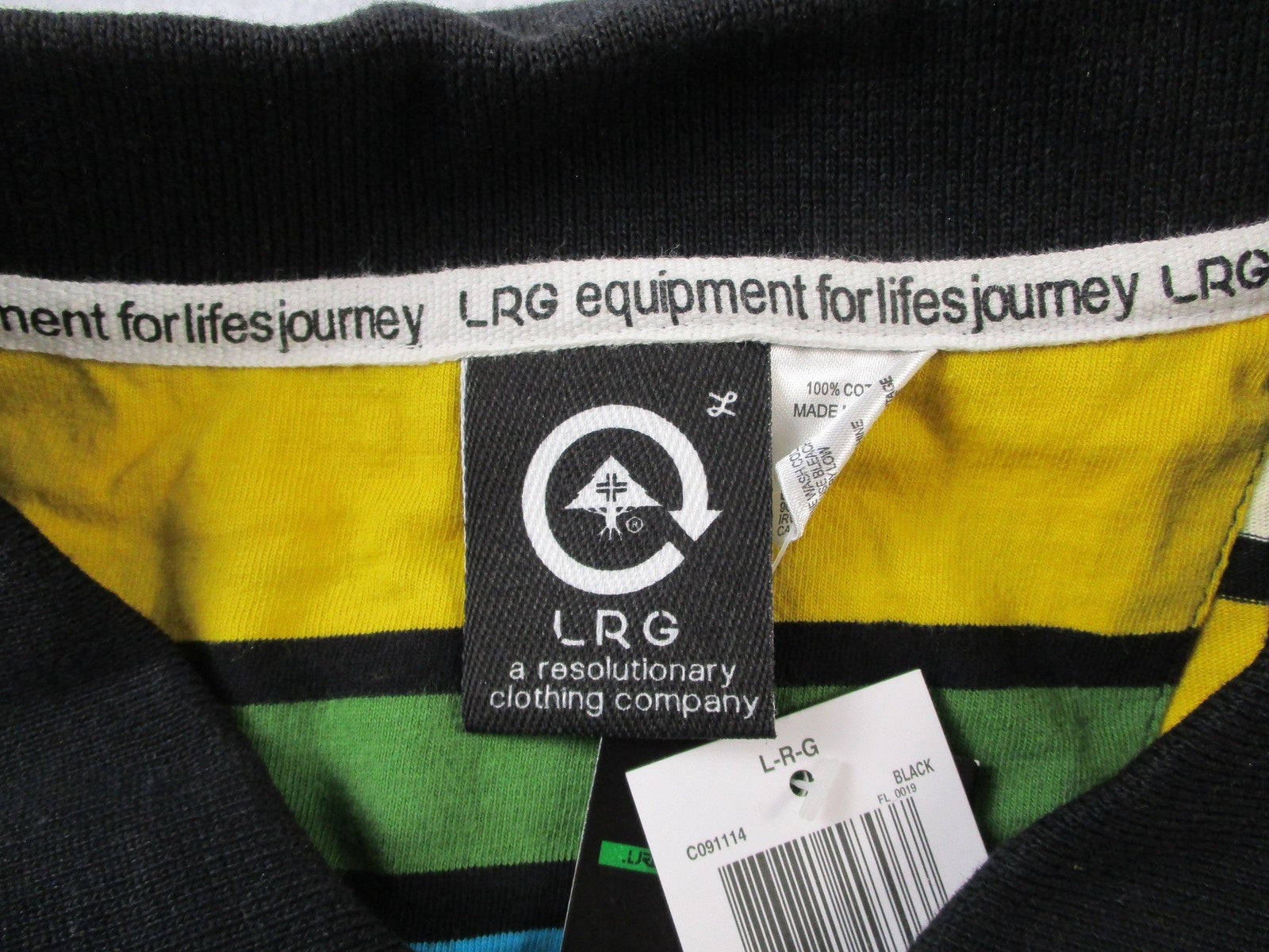 LRG Polo Shirt Mens 2XL Multicolor Striped Short Sleeve Cotton Collared Casual8