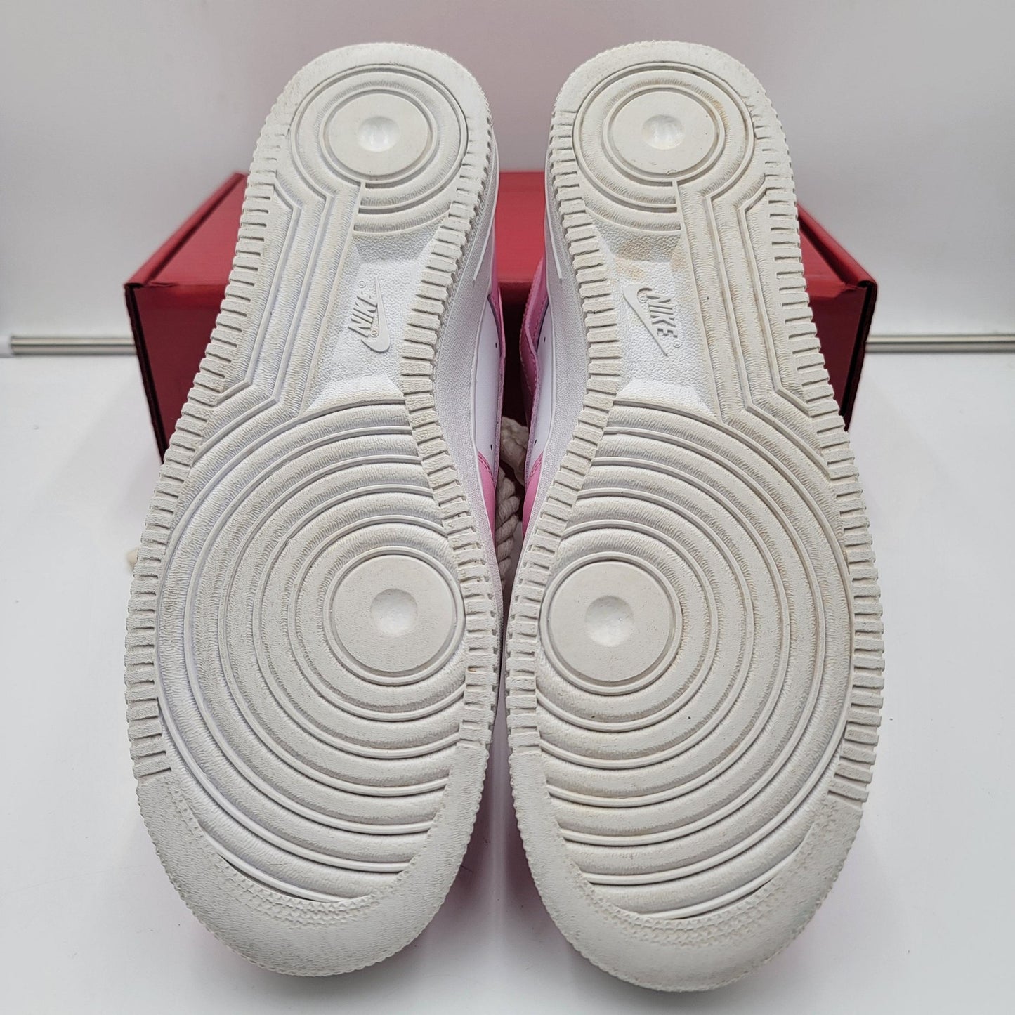 Nike Air Force 1 Low Shoes Mens Size 12 Pink White MBM Rope Laces Custom (1C6)5