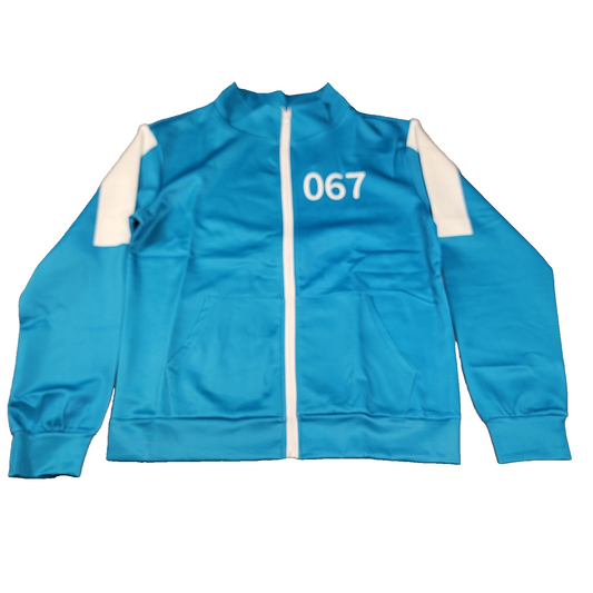 067 Track Jacket Mens Medium Blue Polyester Cosplay Costume Unisex Full Zip New0