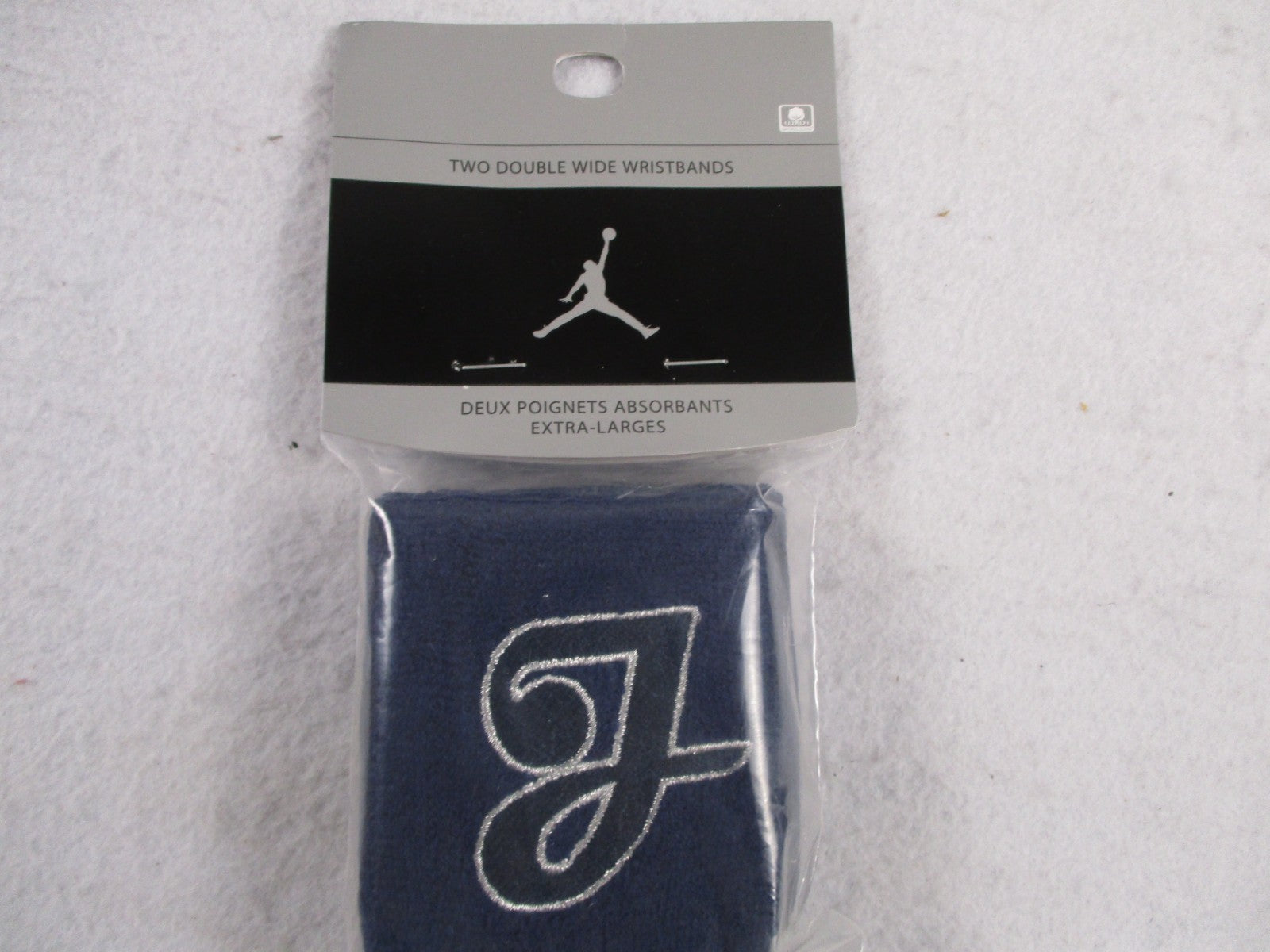 Air Jordan Script Logo Wristbands Navy Silver Vintage NWT Deadstock 5912450