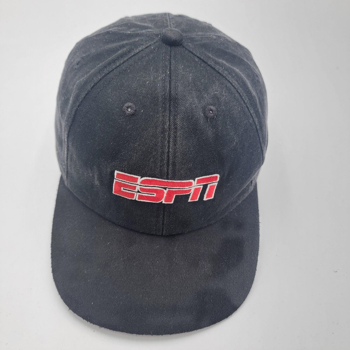 Vintage ESPN Hat Cap Strap Back Black Mens Sports Television TV Network 90s5
