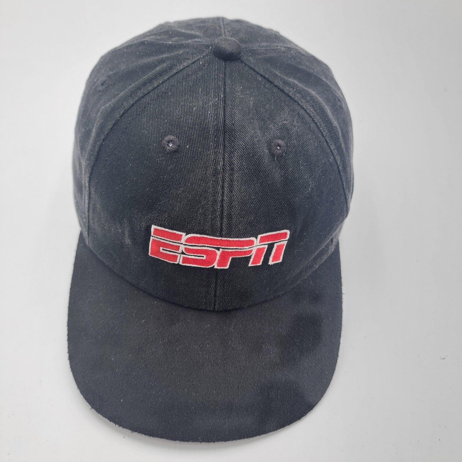 Vintage ESPN Hat Cap Strap Back Black Mens Sports Television TV Network 90s5