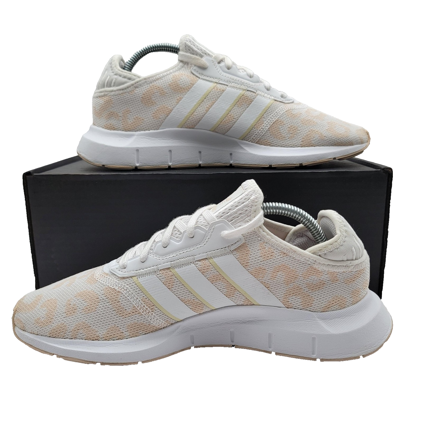 Adidas Swift Run Shoes Wmns Sz 10 White Beige Leopard Print Athletic H01907