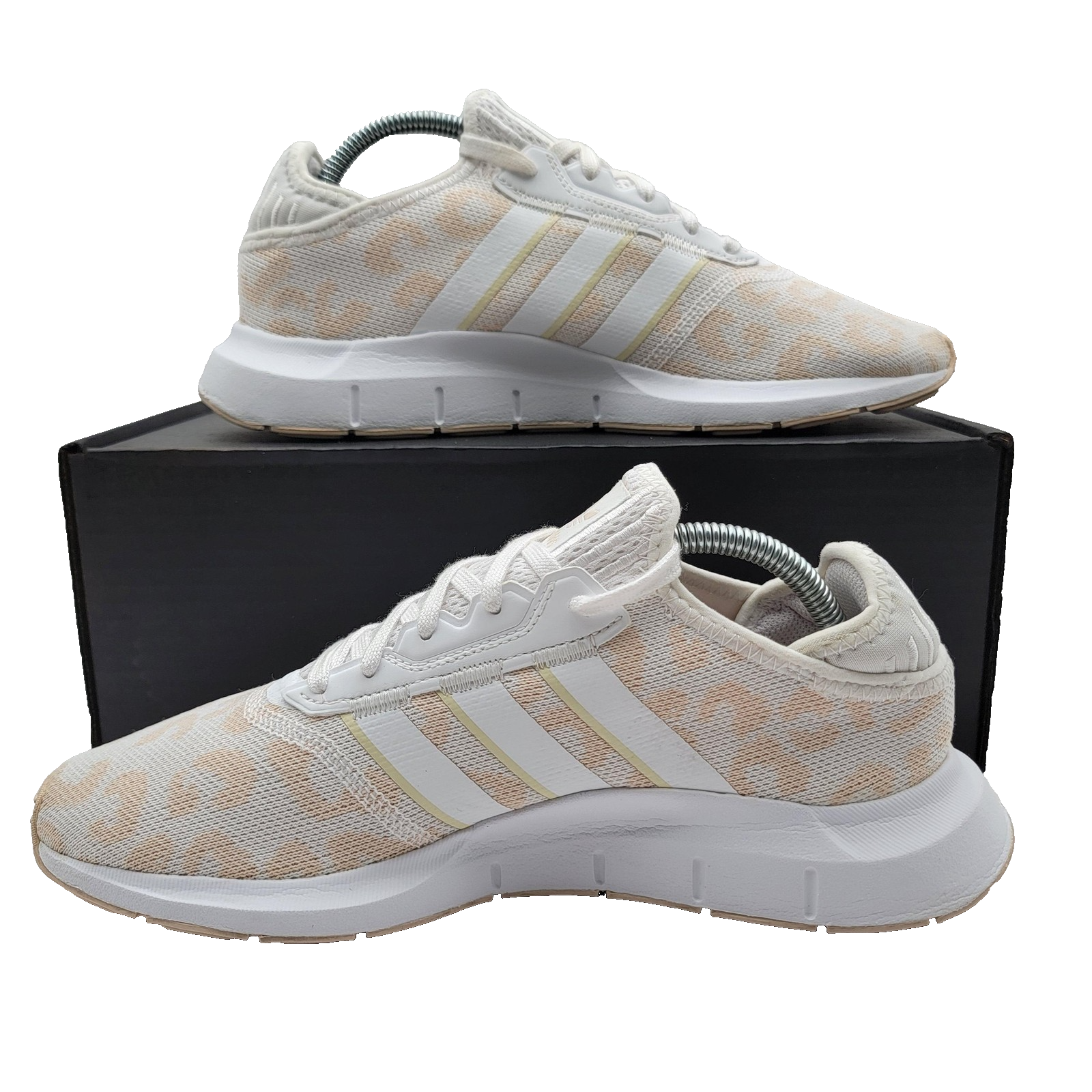 Adidas Swift Run Shoes Wmns Sz 10 White Beige Leopard Print Athletic H01907