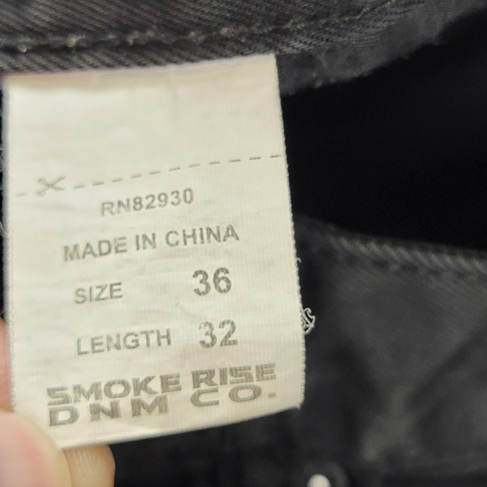 Smoke Rise Jeans Mens 36x32 Black Distressed Ripped Skinny Moto Streetwear (11944