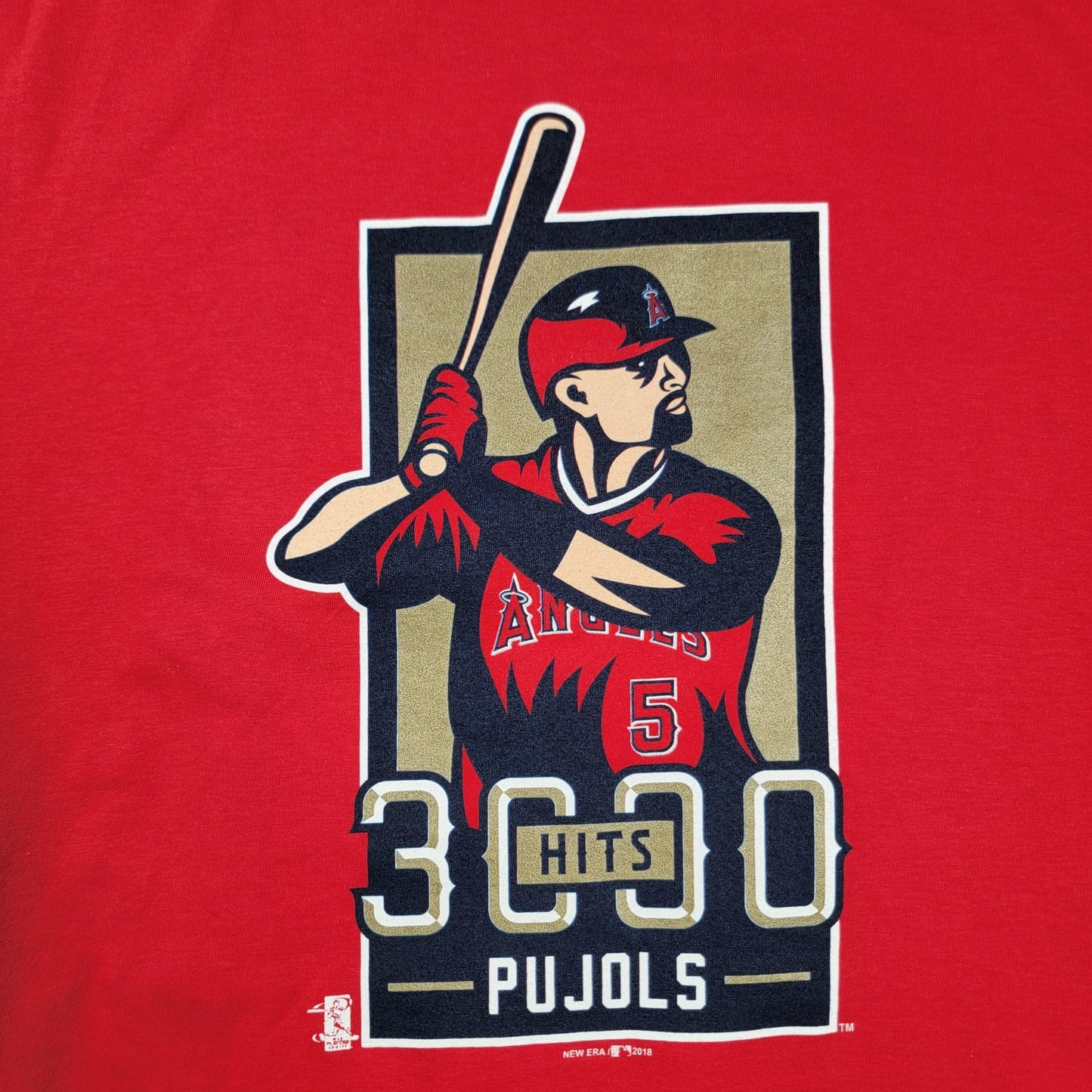 Los Angeles Angels Shirt Mens Med Red MLB Baseball New Era Pujols 3000 Hits 10004