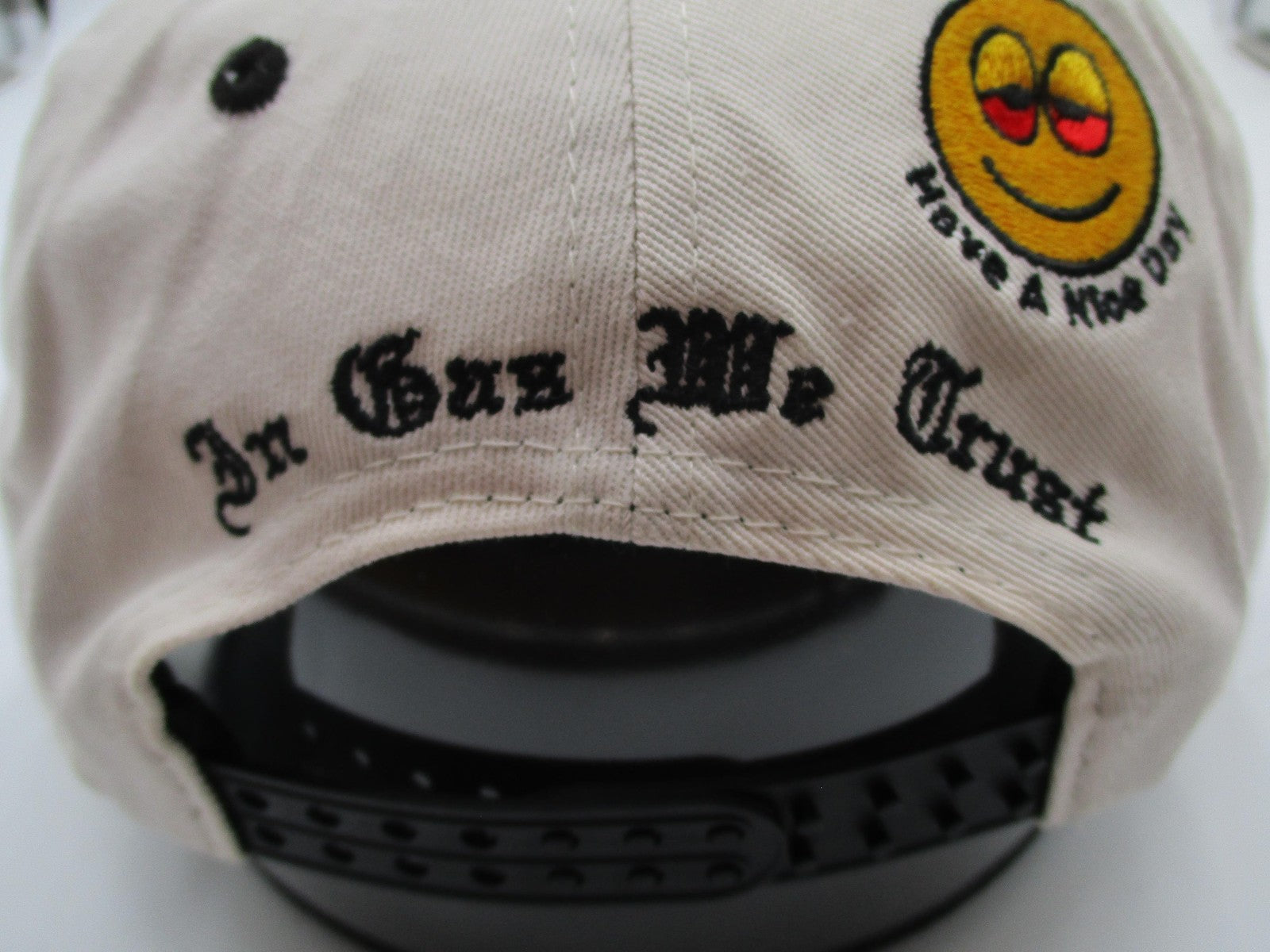 GASNYC Hat Cap Snap Back Mens One Size Beige Black GAS Graphic Embroidered Funny10