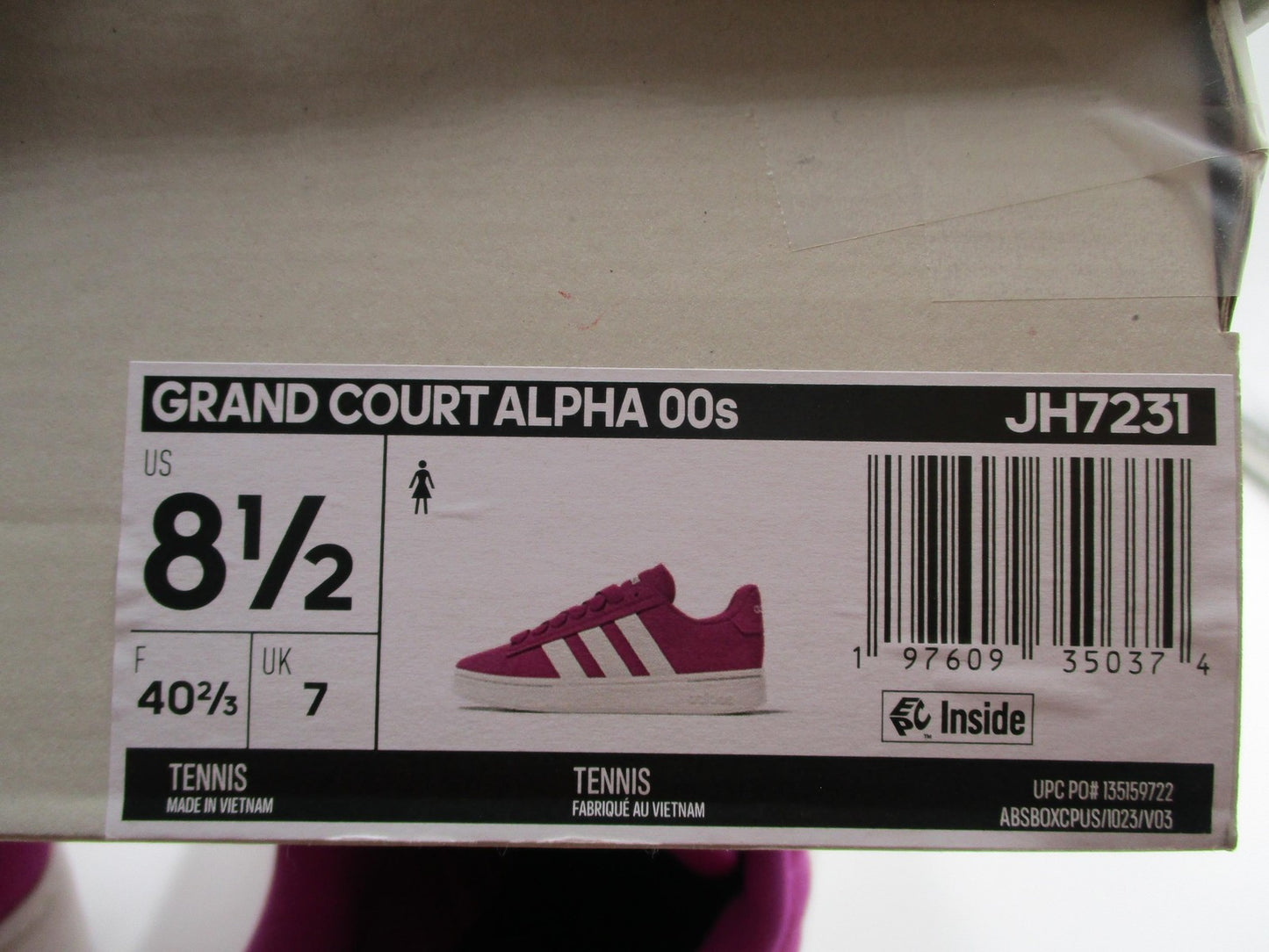 Adidas Grand Court Alpha 00s Shoes Womens Size 8.5 Pink Suede Cloudfoam JH723116