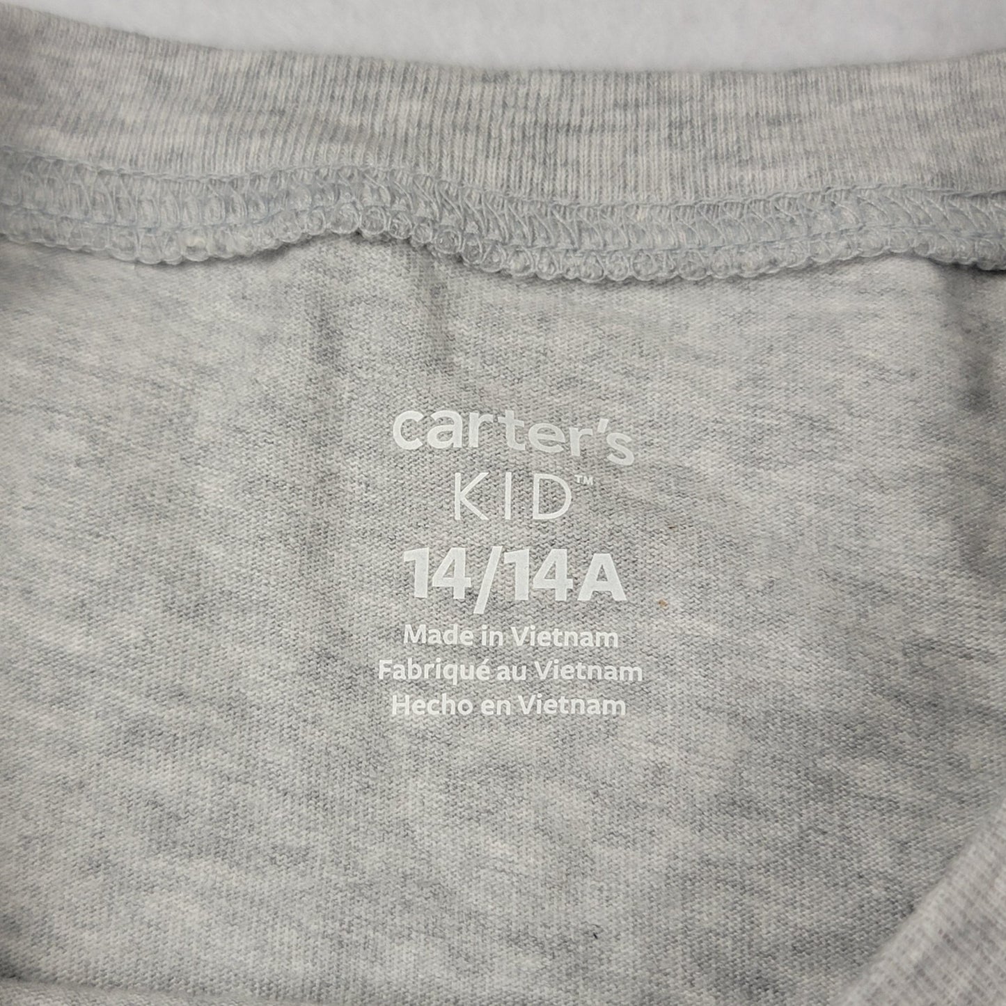 Carter's Shirt Youth 14 Gray LS TRex Dinosaur Reindeer Christmas Graphic 11442