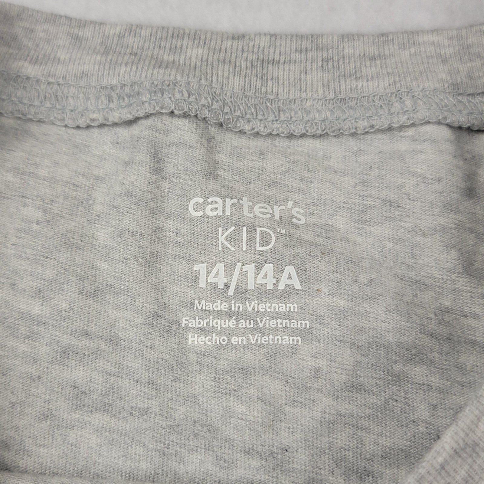 Carter's Shirt Youth 14 Gray LS TRex Dinosaur Reindeer Christmas Graphic 11442