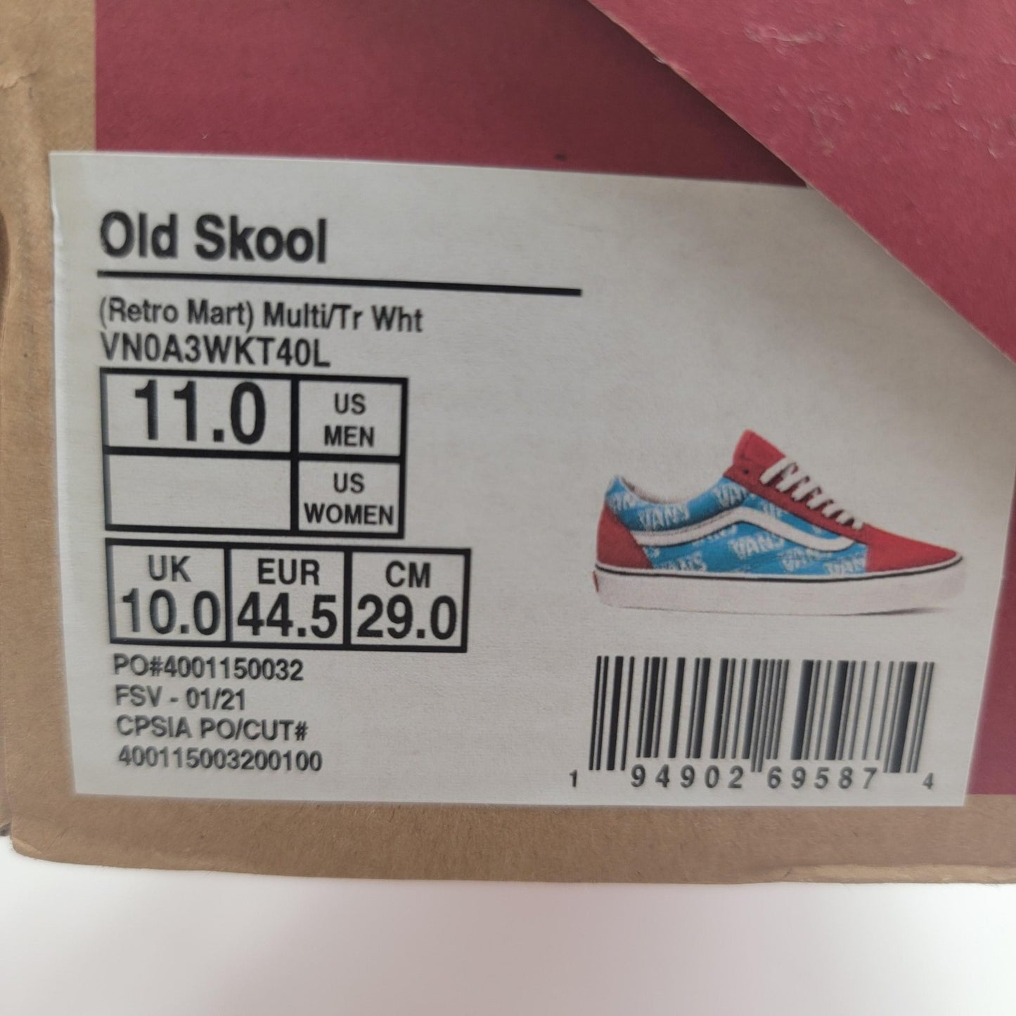 Vans Old Skool Mens Size 11 Red/Blue Retro Mart Skate Classic Low Top Sneaker7