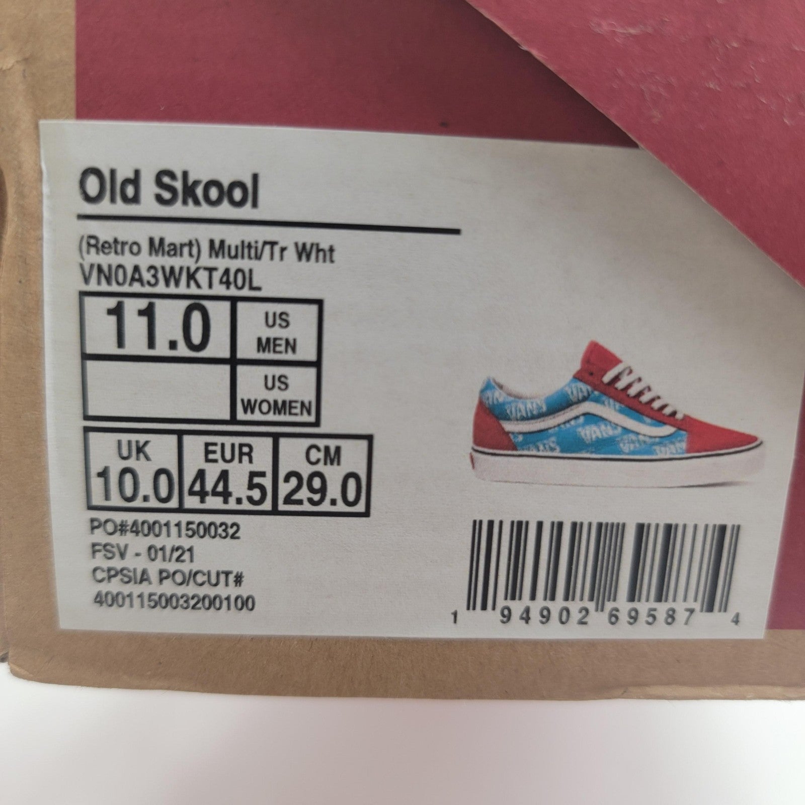 Vans Old Skool Mens Size 11 Red/Blue Retro Mart Skate Classic Low Top Sneaker7