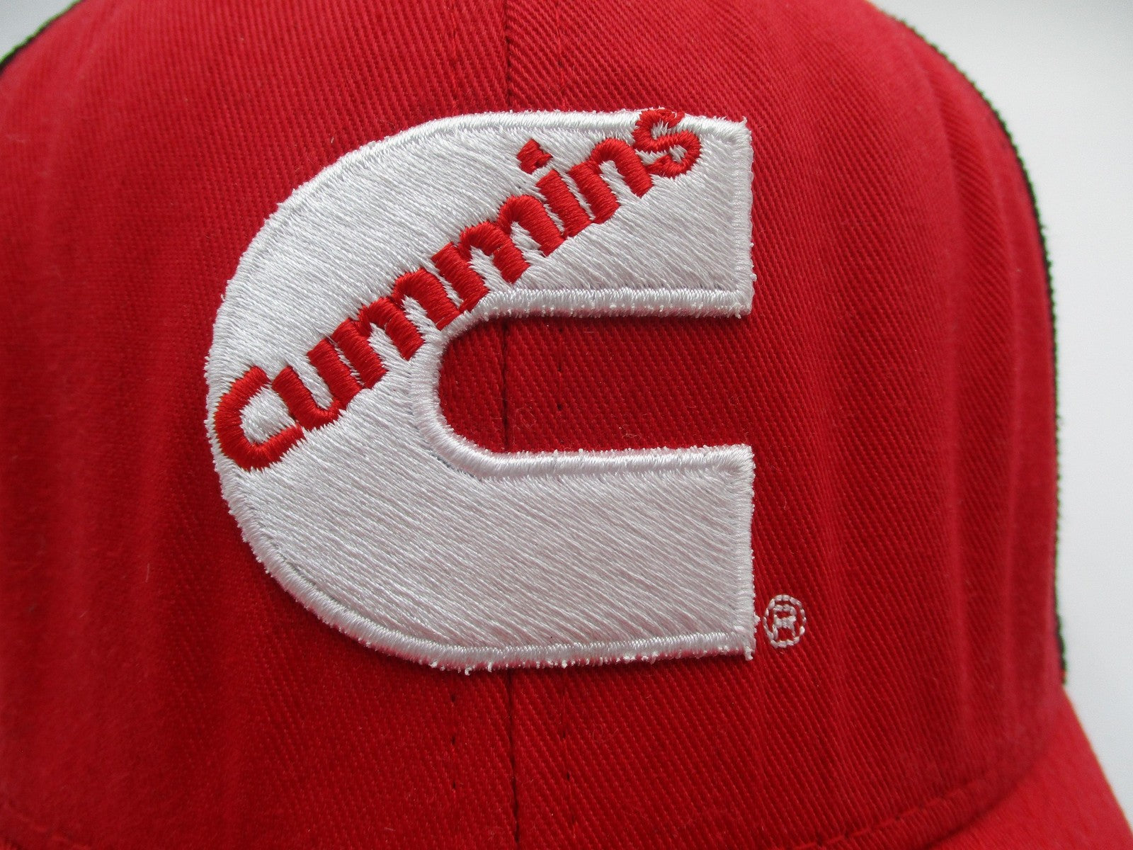 Cummins Hat Cap Snap Back Mens One Size Red Black Trucker Mesh Embroidered6