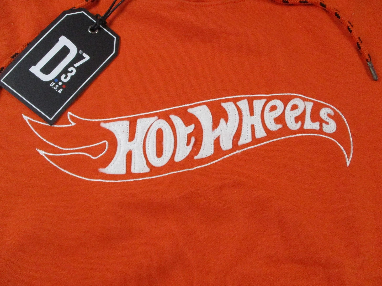 Hot Wheels Hoodie Mens Large Orange Graphic Pullover Kangaroo Pocket D73