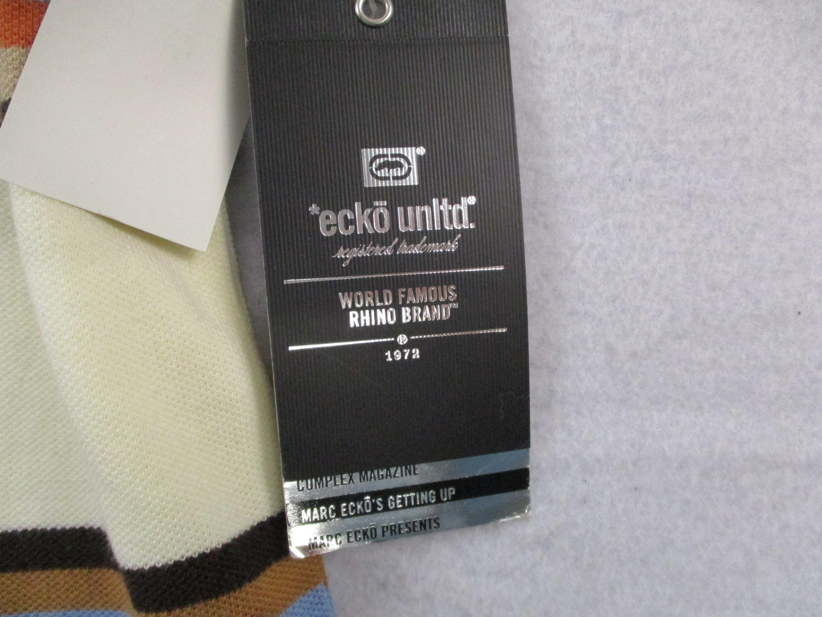 Ecko Unltd Hangin Out Polo Shirt Mens Large White Striped Short Sleeve Cotton4