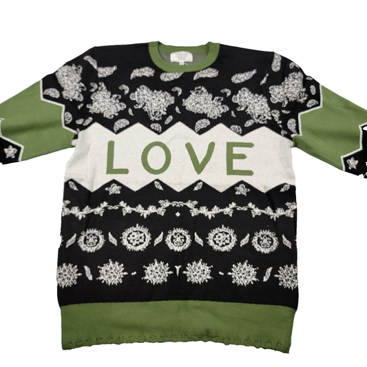 The Hideout Clothing Love Paisley Knit Holiday Sweater Men's 3XL Green NWT0