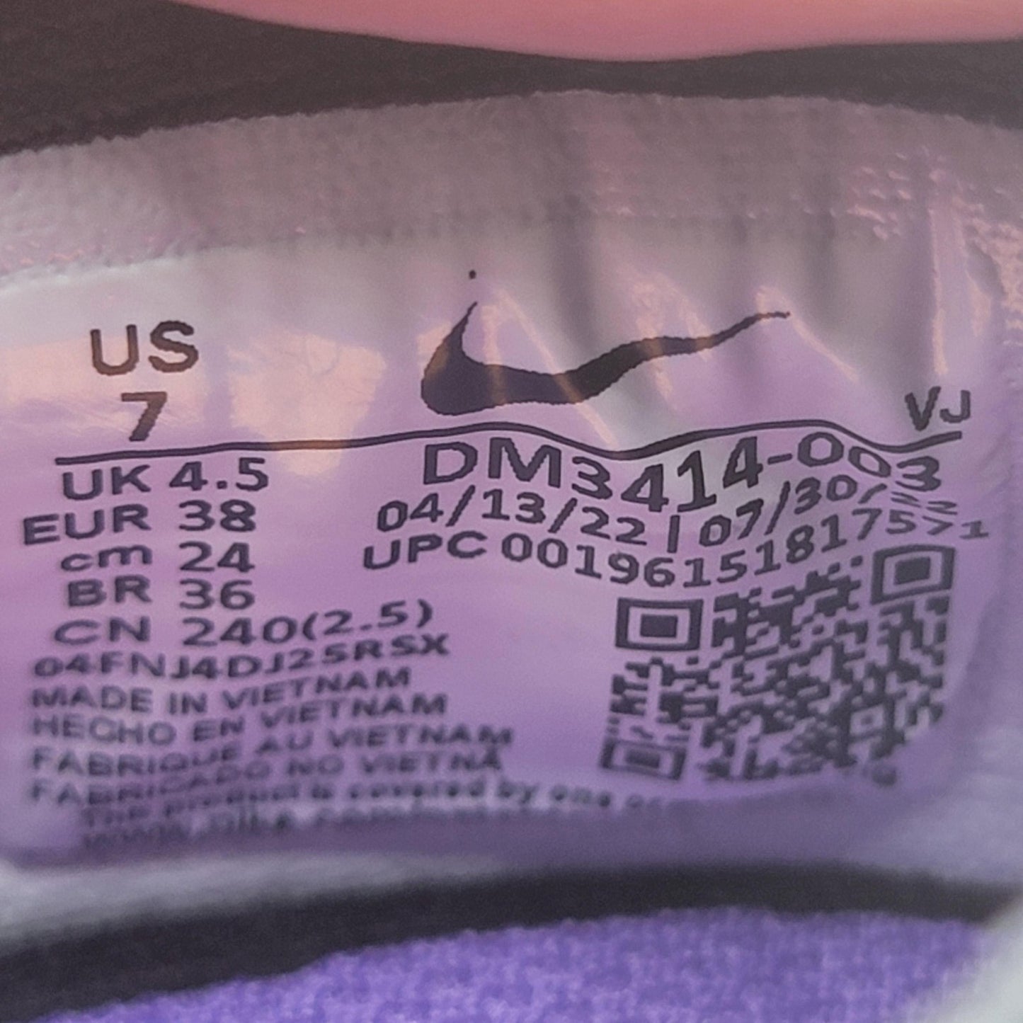 Nike Wmns Pegasus Turbo Next Nature 'Black Peach Purple' Sz 7 DM3414003