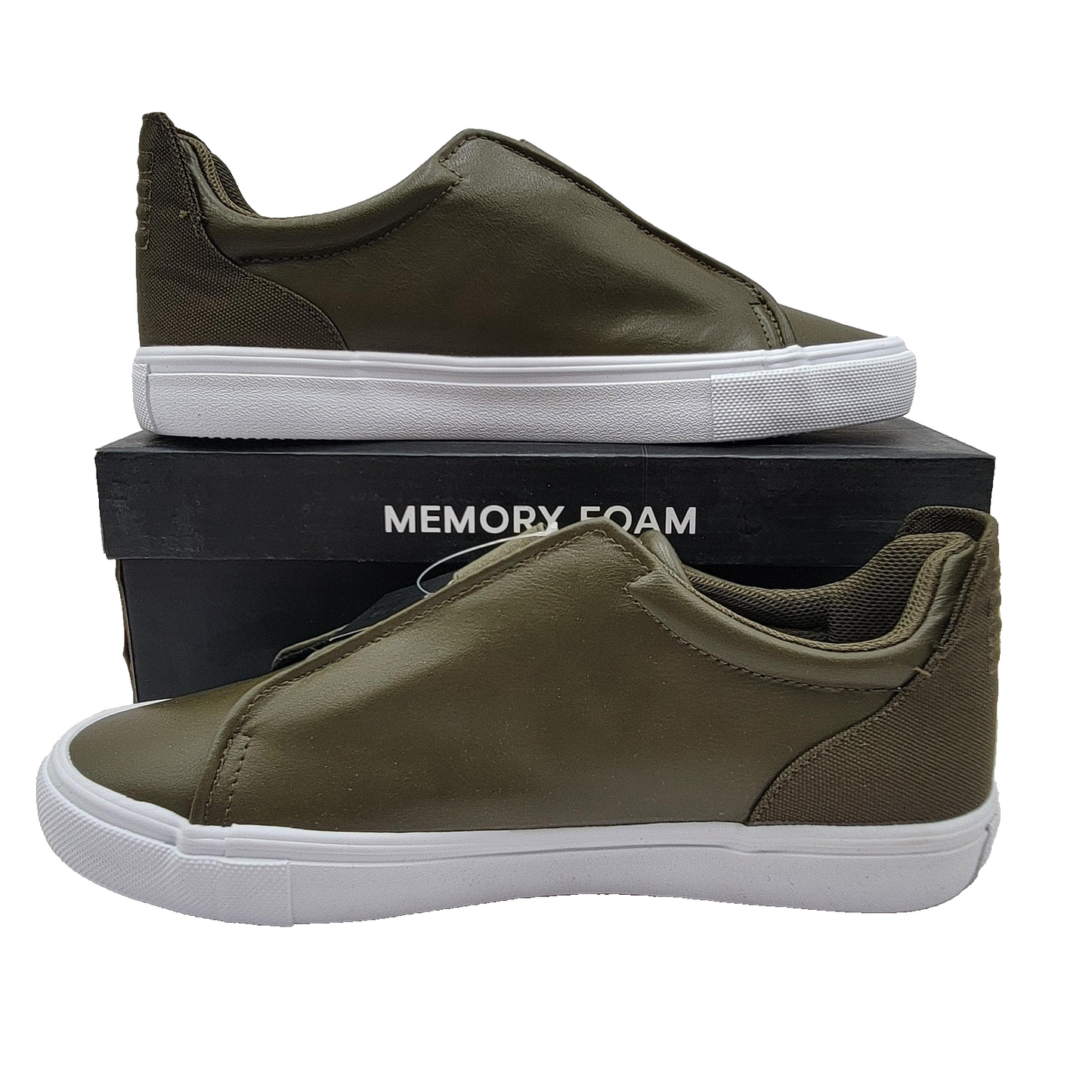 London Fog Shoes Mens Size 10 Dark Olive Francis Memory Foam Slip On Comfort1