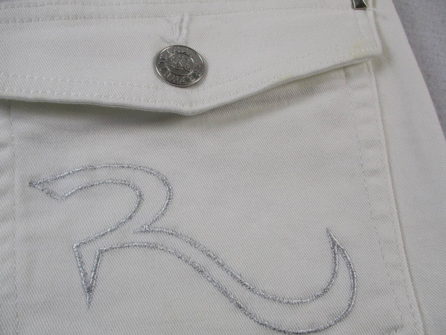 Rock & Republic Kendall Jeans Womens 12 White Straight Leg Stretch Denim 143910