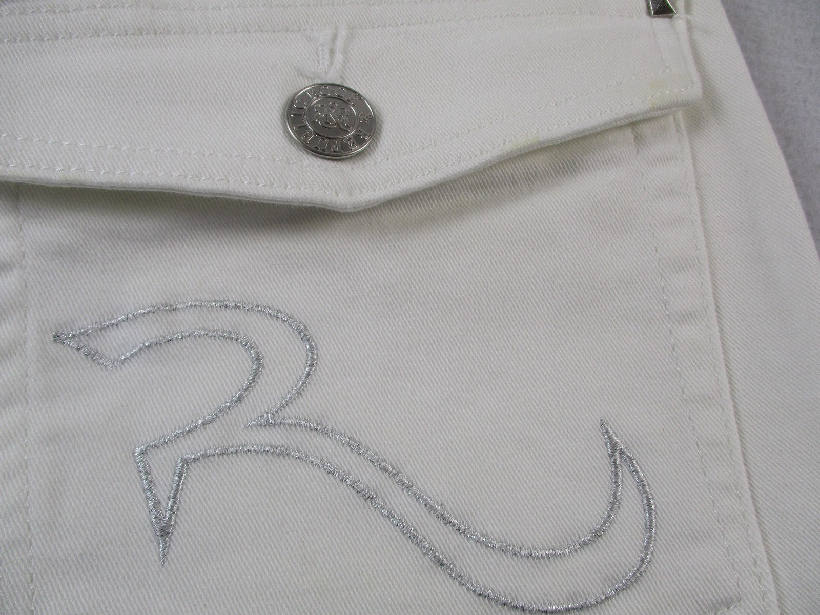 Rock & Republic Kendall Jeans Womens 12 White Straight Leg Stretch Denim 143910