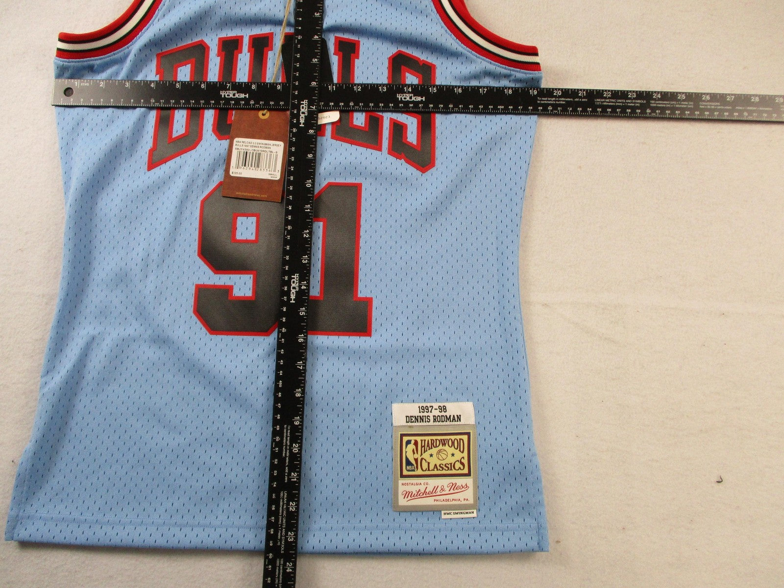 Chicago Bulls Basketball Jersey Mens Small Blue Dennis Rodman Mitchell Ness 149311