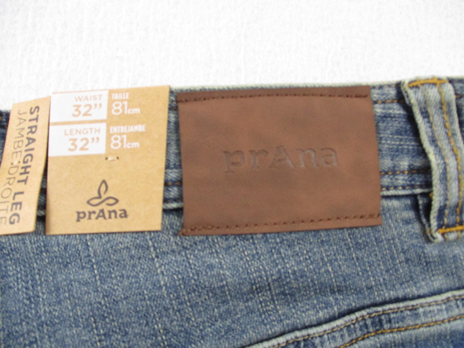 PrAna Axiom Jeans Mens 32x32 Blue Antique Stone Wash Straight Stretch Denim15