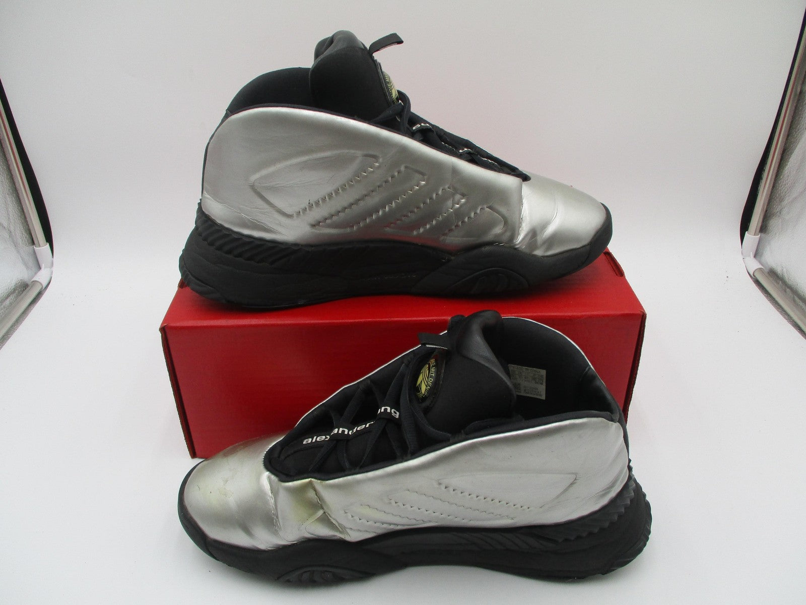 Adidas Alexander Wang Puff Trainer Shoes Mens Size 10.5 Silver Black Sneaker 1J83