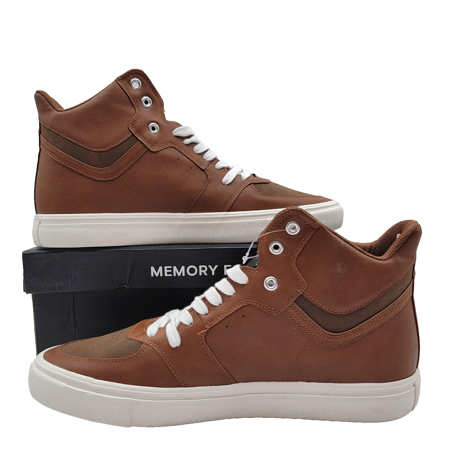 London Fog Blake Shoes Mens Size 12 Cognac Brown High Top Sneakers Memory Foam1