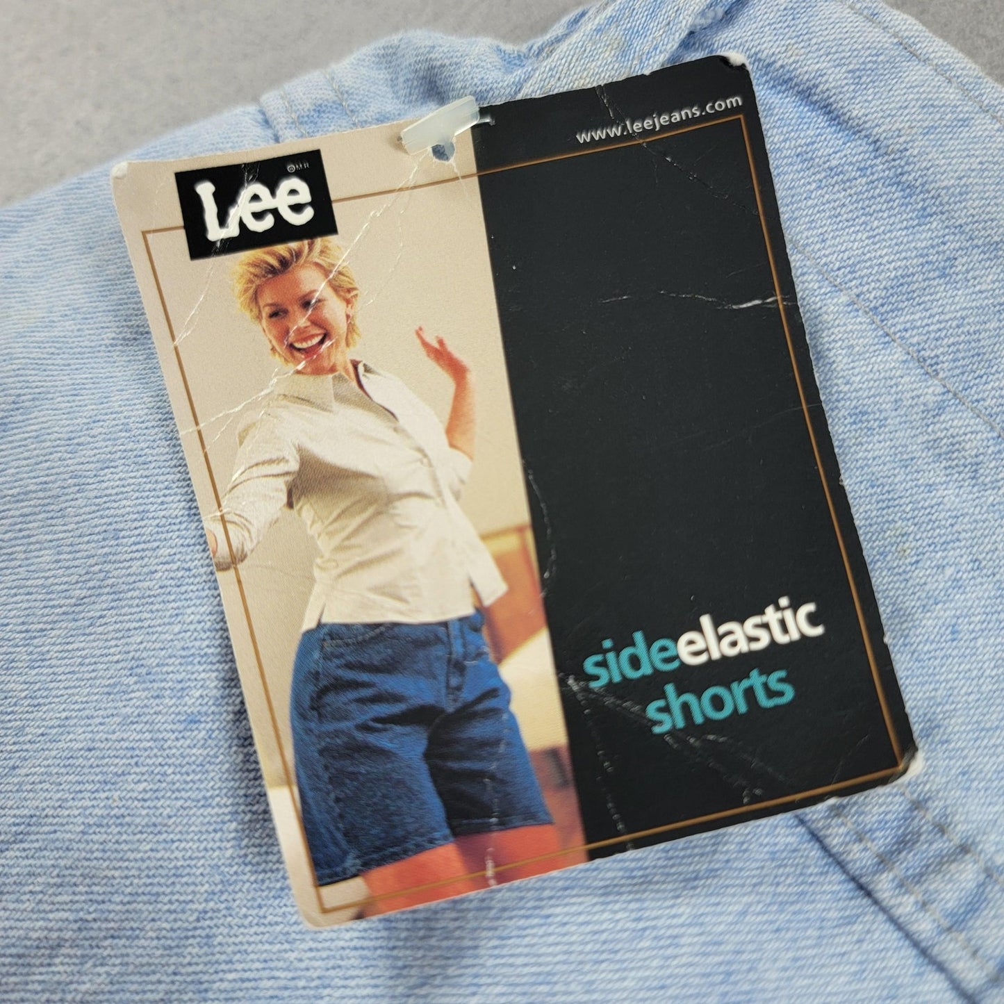 Lee Shorts Womens 10 Blue Denim Side Elastic Light Wash NWT Five Pocket Skylite3