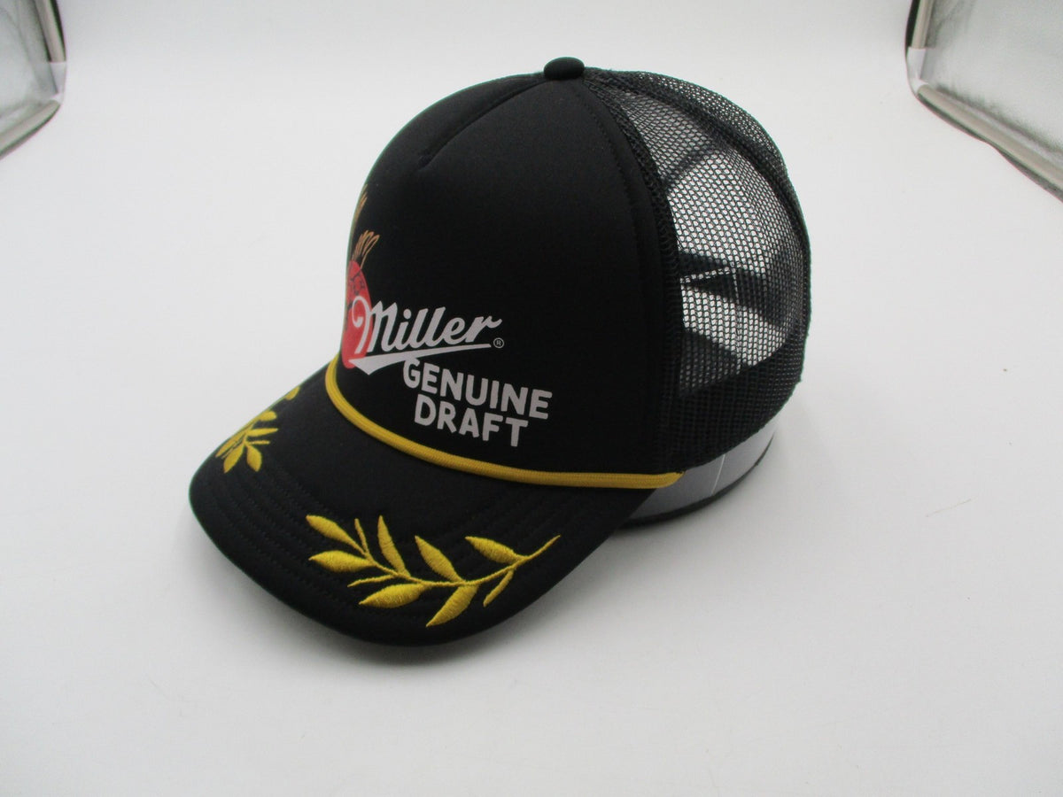 Miller Genuine Draft Black Trucker Hat Mesh Snapback Beer Logo Cap Adjustable3