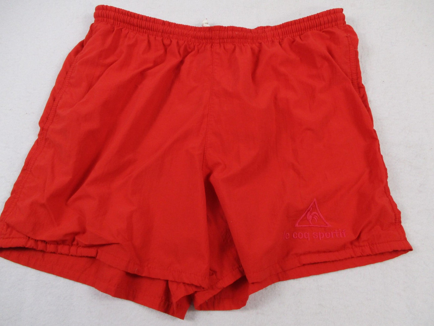 Le Coq Sportif Swim Trunks Men Size M Red Elastic Waist Mesh Lined Preowned 17270