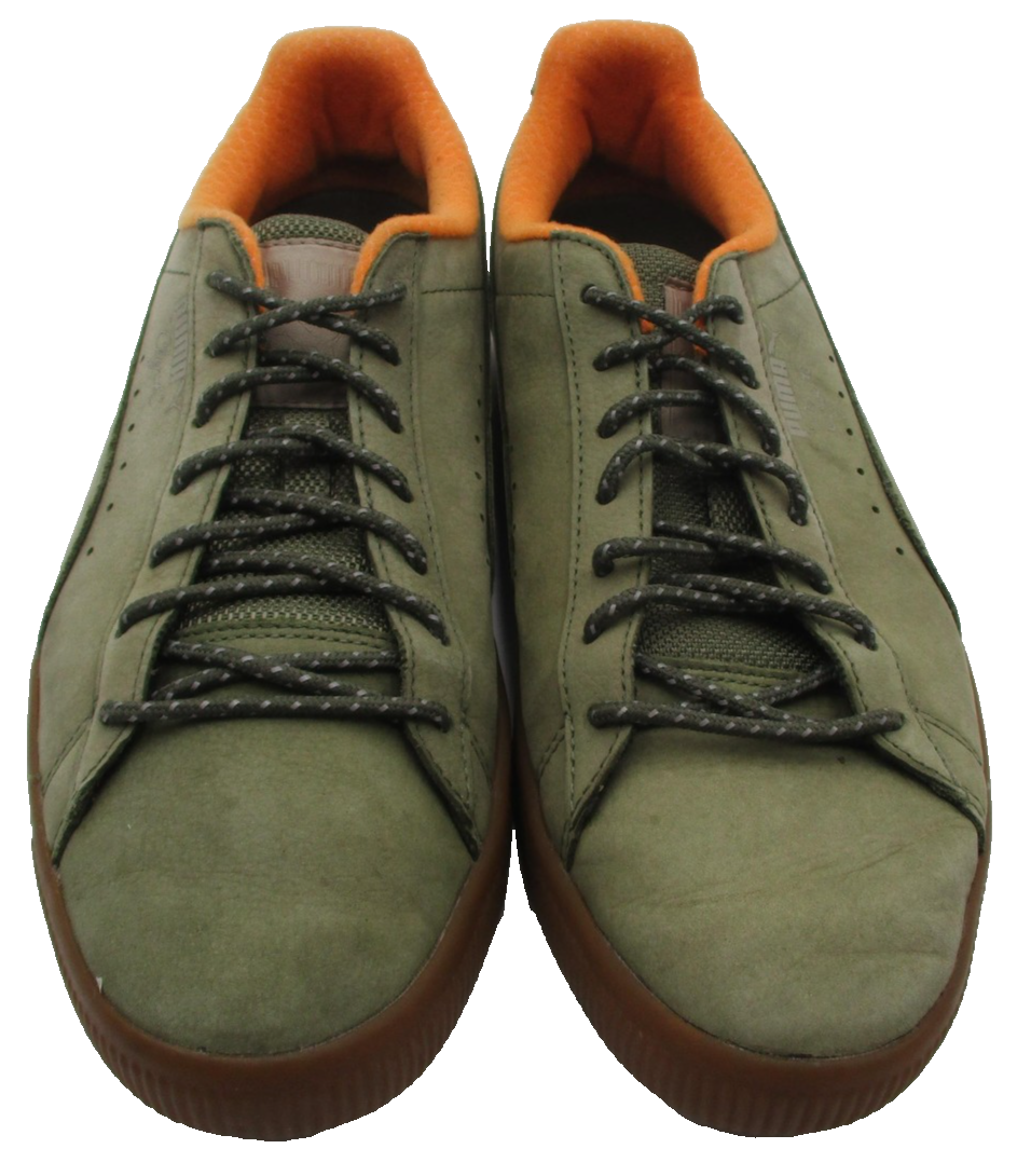 Puma Clyde Shoes Mens Size 10.5 Green Suede Gum Sole Low Top Casual Sneakers 1R95