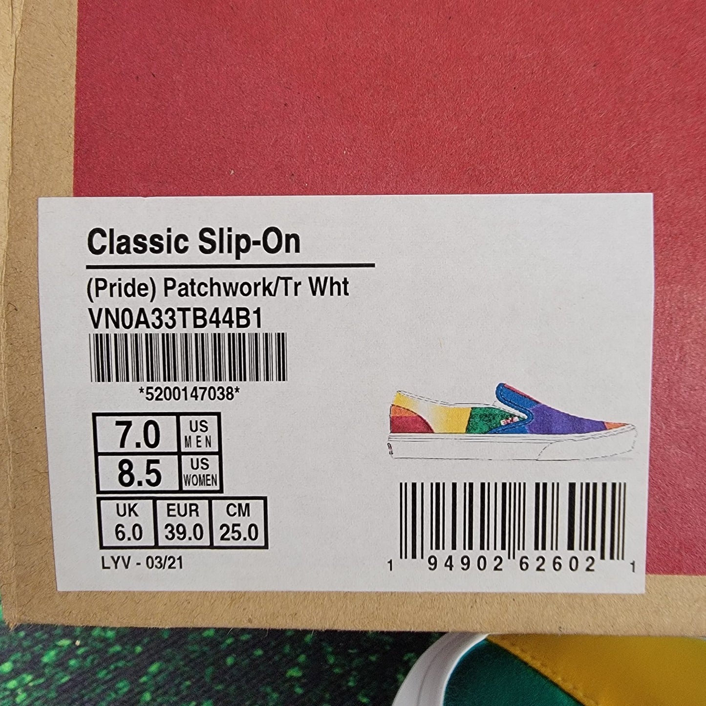 VANS Classic SlipOn Pride (Patchwork) Men Size 7 | Women Size 8.5 VN0A33TB44B113