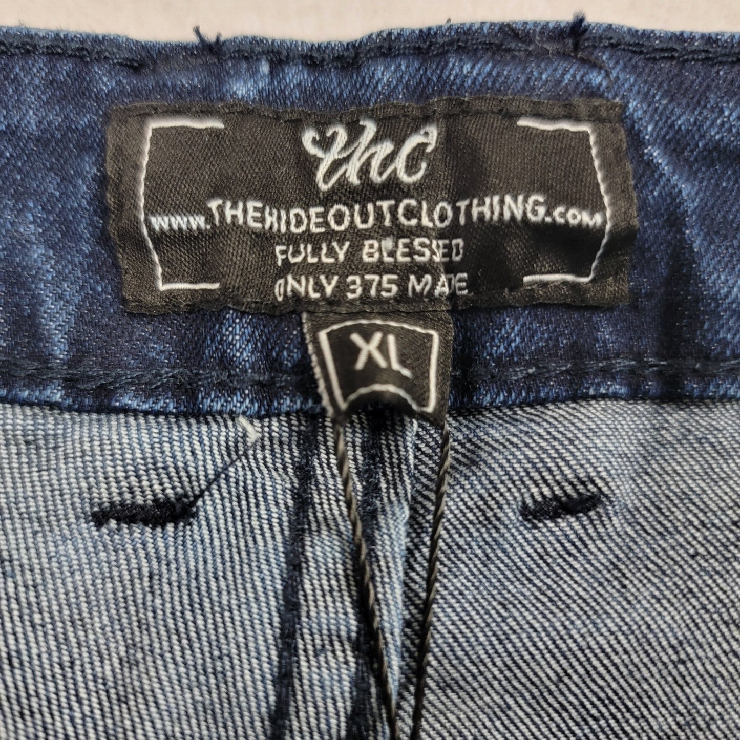 The Hideout Clothing THC Fully Blessed Distressed Patch (820)Jeans XL Blue NWT 2