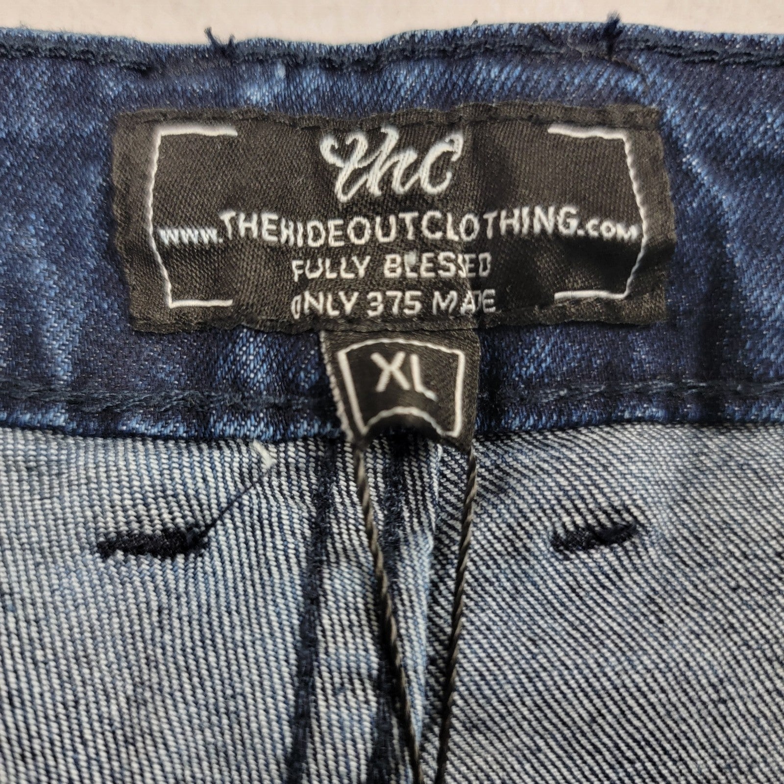 The Hideout Clothing THC Fully Blessed Distressed Patch (820)Jeans XL Blue NWT 2