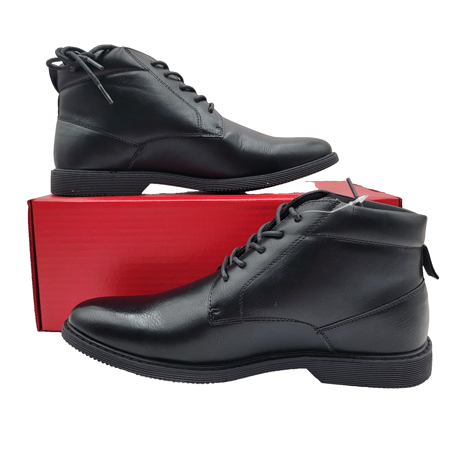 London Fog Tyler Chukka Shoes Mens Size 8 Black Memory Foam Dress Boots New1